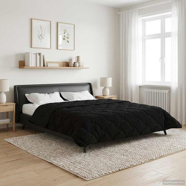 vidaXL Duvet complet toute l'ann&eacute;e Matelass&eacute; Noir 240 x 260 cm