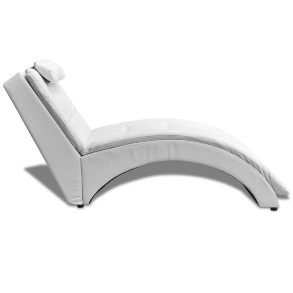 vidaXL Chaise longue avec oreiller Blanc Similicuir