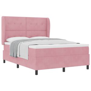 vidaXL Lit &agrave; ressorts avec matelas Rose 190 x 140 cm Polyester
