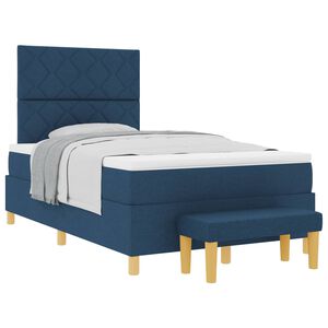 vidaXL Lit &agrave; ressorts avec coussin Bleu 190 x 120 cm tissu