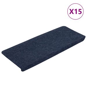 vidaXL Tapis d'escalier auto-adh&eacute;sifs 15 pcs 65x24,5x3,5 cm Bleu