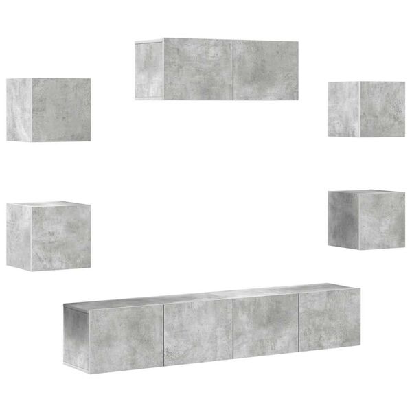vidaXL Ensemble de meubles TV 7 pcs Gris b&eacute;ton Bois d'ing&eacute;nierie
