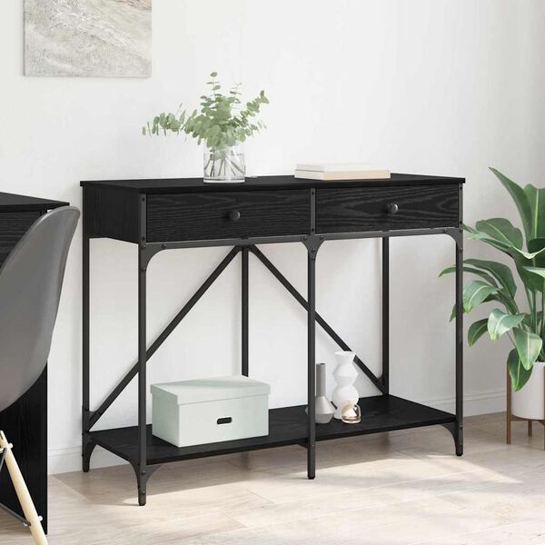 vidaXL Table console Ch&ecirc;ne noir 100 x 39 x 78,5 cm Bois d'ing&eacute;nierie