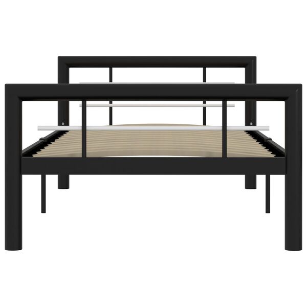 vidaXL Cadre de lit sans matelas noir et blanc m&eacute;tal 90x200 cm