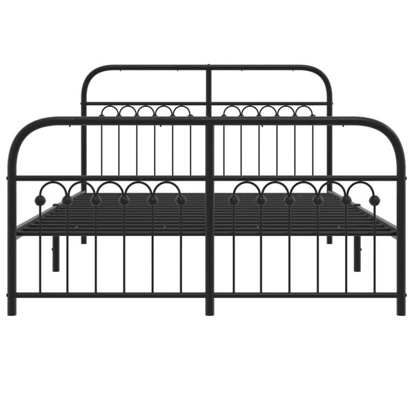 vidaXL Cadre de lit métal sans matelas avec pied de lit noir 137x190cm