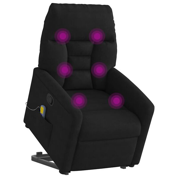 vidaXL Fauteuil inclinable de massage noir tissu microfibre