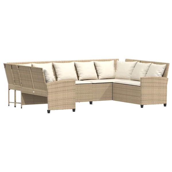 vidaXL Canap&eacute; de jardin avec coussins beige r&eacute;sine tress&eacute;e