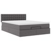 vidaXL Lit ottoman avec matelas & LED Gris 140x200cm similicuir