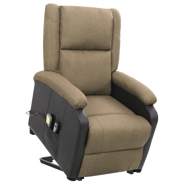 vidaXL Fauteuil de massage Taupe Tissu