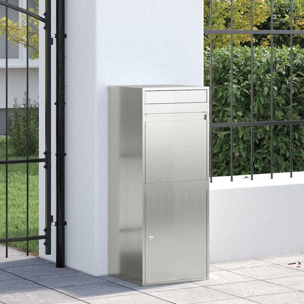 vidaXL Bo&icirc;te de d&eacute;p&ocirc;t de colis Noir 41 x 38 x 103 cm Acier galvanis&eacute;