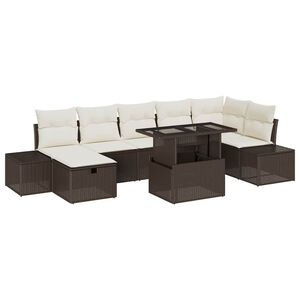 vidaXL Ensemble de canap&eacute; de jardin 8 pcs Marron polyrotin