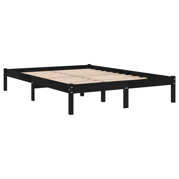 vidaXL Cadre de lit sans matelas noir bois massif 140x190 cm