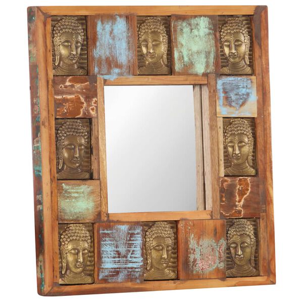 vidaXL Miroir avec rev&ecirc;tement Bouddha 50x50 cm Bois de r&eacute;cup&eacute;ration