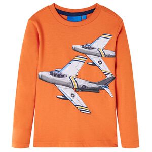 T-shirt enfants manches longues orange fonc&eacute; 92