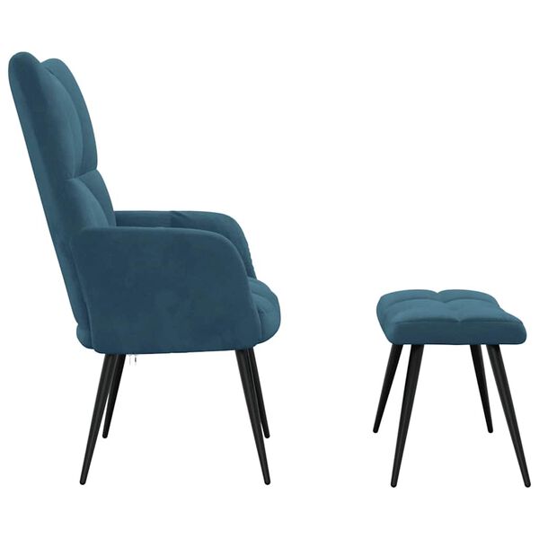vidaXL Chaise de relaxation avec tabouret Bleu Velours