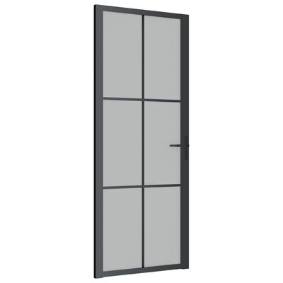 vidaXL Porte intérieure 83x201,5 cm Noir Verre mat et aluminium