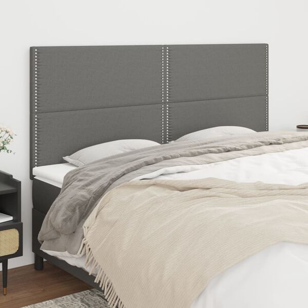 vidaXL T&ecirc;te de lit Gris fonc&eacute; 200x5x118/128 cm Tissu