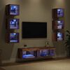 vidaXL Meuble TV avec des lumières à LED 8 pcs Bois Ancien Verre