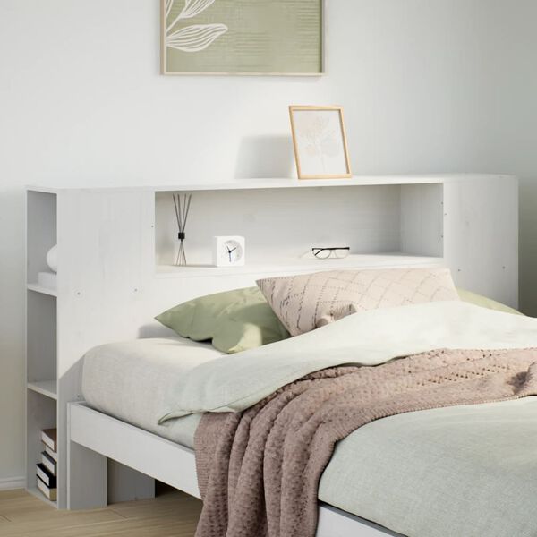 vidaXL Tête de lit avec rangement blanc 120 cm bois massif de pin
