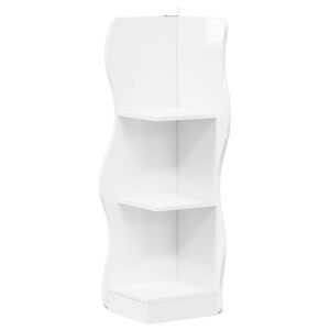 vidaXL &Eacute;tag&egrave;re d'angle avec &eacute;tag&egrave;re Blanc brillant 34 x 33 x 102 cm