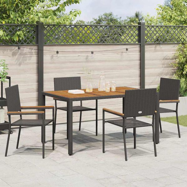 vidaXL Ensemble de salle &agrave; manger pour jardin 5 pcs Noir polyrotin