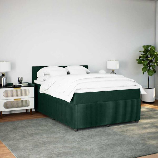 vidaXL Sommier &agrave; lattes de lit et matelas Vert fonc&eacute; 140x190cm Velours