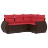 vidaXL Ensemble de canap&eacute; de jardin 4 pcs avec coussins marron r&eacute;sine tress&eacute;e