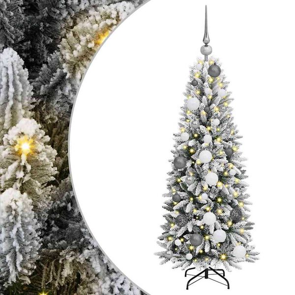 vidaXL Sapin de No&euml;l artificiel avec 150 LED avec support Blanc 120 cm