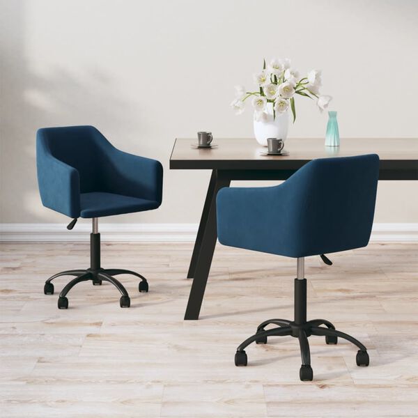 vidaXL Chaises pivotantes &agrave; manger lot de 2 Bleu Velours
