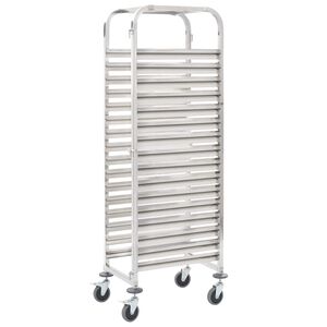 vidaXL Chariot de cuisine pour 16 plateaux 38x55x163 cm Inox