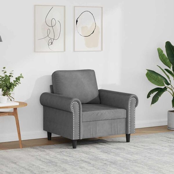 vidaXL Fauteuil Gris fonc&eacute; 60 cm Velours