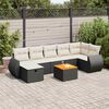 vidaXL Salon de jardin 8 pcs avec coussins noir r&eacute;sine tress&eacute;e
