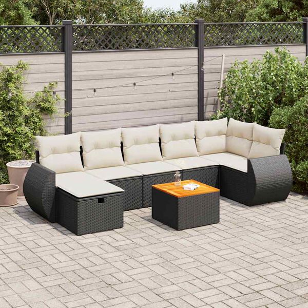 vidaXL Salon de jardin 8 pcs avec coussins noir r&eacute;sine tress&eacute;e