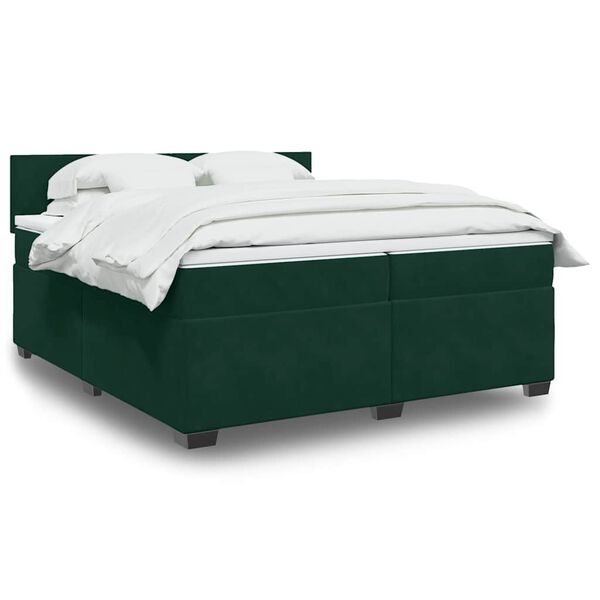 vidaXL Sommier &agrave; lattes de lit et matelas Vert fonc&eacute; 200x200cm Velours