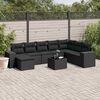 vidaXL Salon de jardin 9 pcs avec coussins noir r&eacute;sine tress&eacute;e