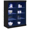 vidaXL Buffet LED Ch&ecirc;ne noir 41 x 37 x 100 cm Bois d'ing&eacute;nierie