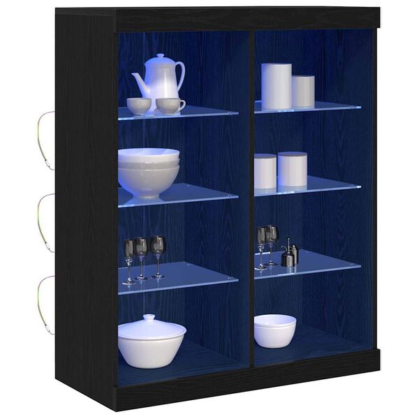 vidaXL Buffet LED Ch&ecirc;ne noir 41 x 37 x 100 cm Bois d'ing&eacute;nierie