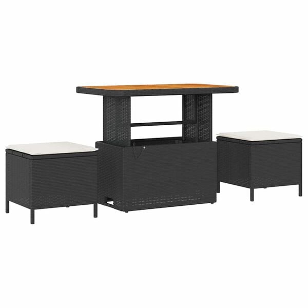 vidaXL Ensemble de canap&eacute; de jardin 9 pcs Noir et Cr&egrave;me polyrotin