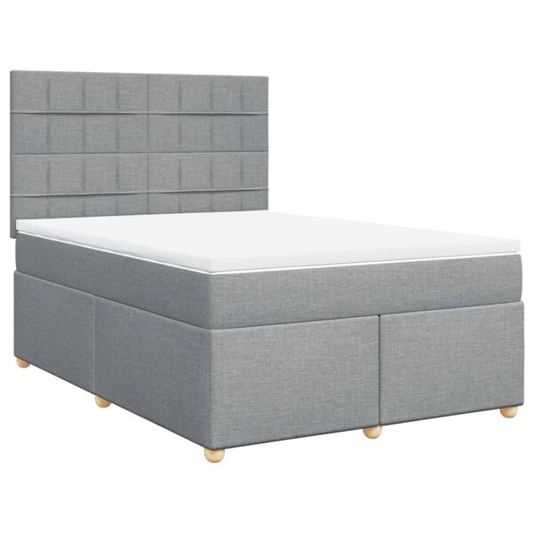 vidaXL Sommier &agrave; lattes de lit avec matelas Gris clair 140x200cm Tissu