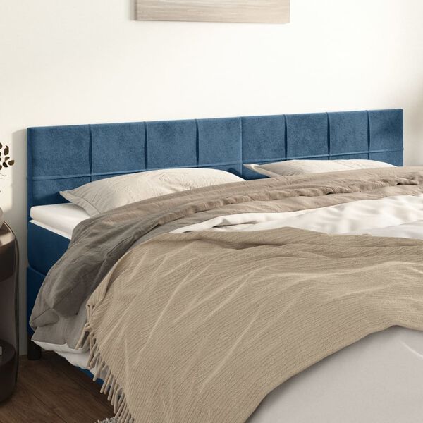 vidaXL T&ecirc;tes de lit 2 pcs Bleu fonc&eacute; 90x5x78/88 cm Velours
