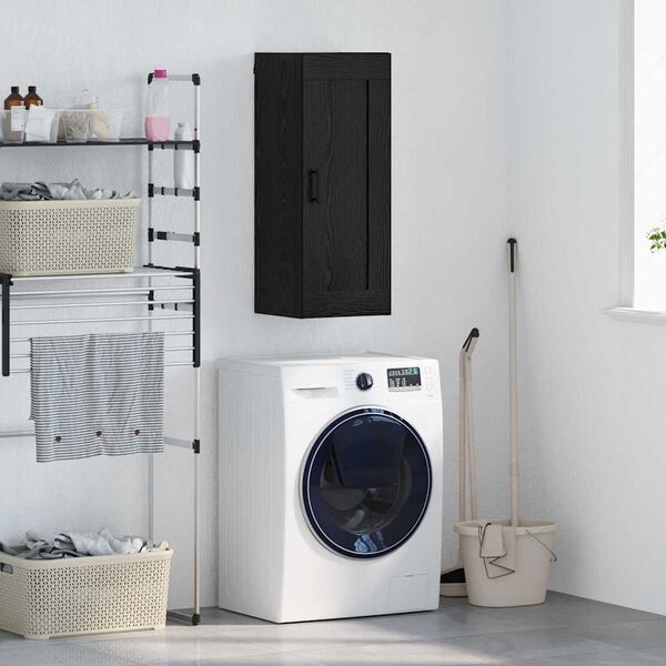 vidaXL Meuble mural Ch&ecirc;ne noir 34,5 x 34 x 90 cm Bois d'ing&eacute;nierie