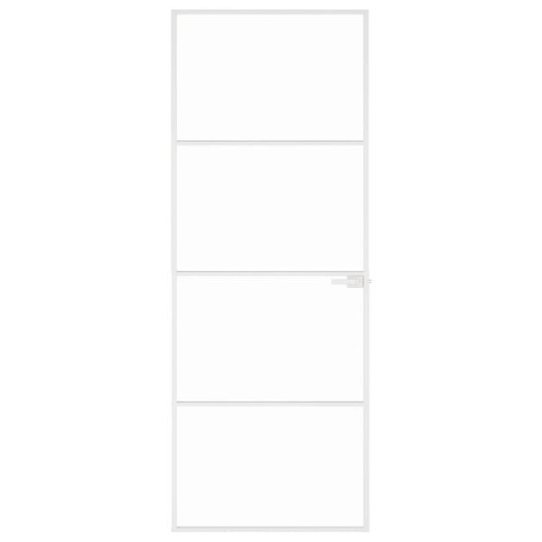 vidaXL Porte d'int&eacute;rieur Blanc 76x201,5 cm Tremp&eacute; verre aluminium fin