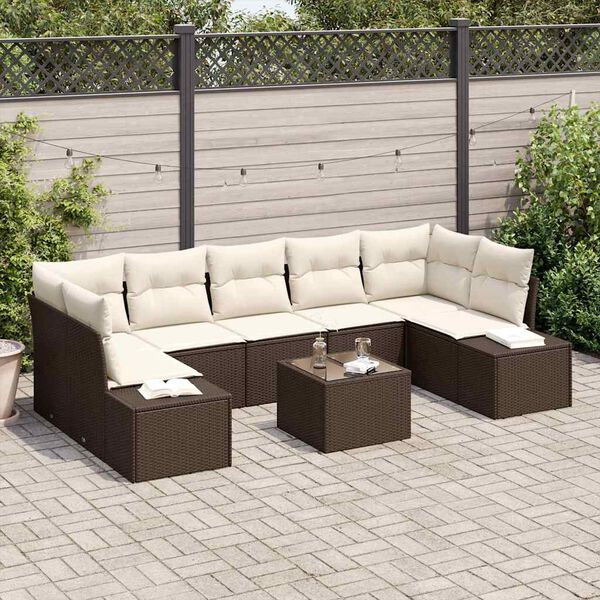 vidaXL Ensemble de canapé de jardin 8 pcs Marron Poly rotin