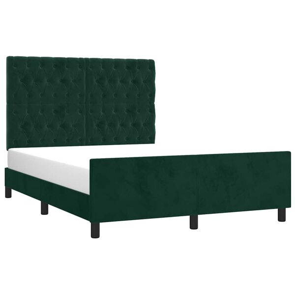 vidaXL Cadre de lit sans matelas vert fonc&eacute; 140x200 cm velours