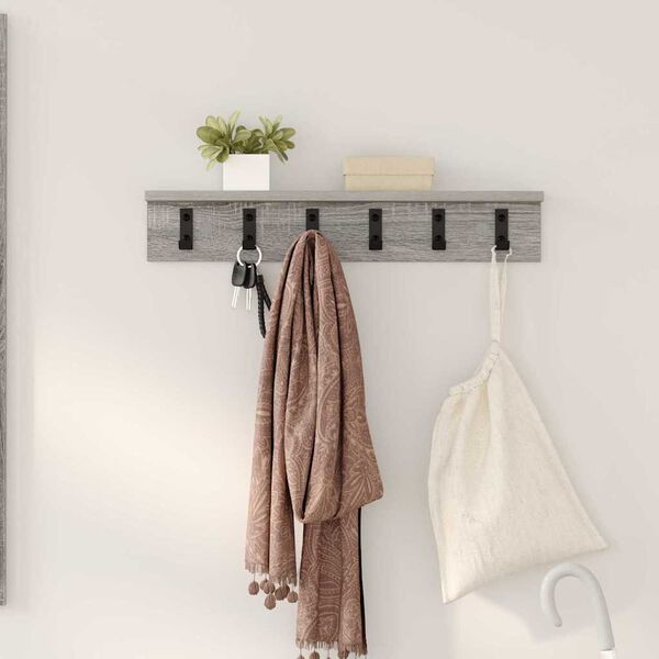 vidaXL Porte-manteau mural Gris Sonoma 60 x 10,5 x 10,5 cm