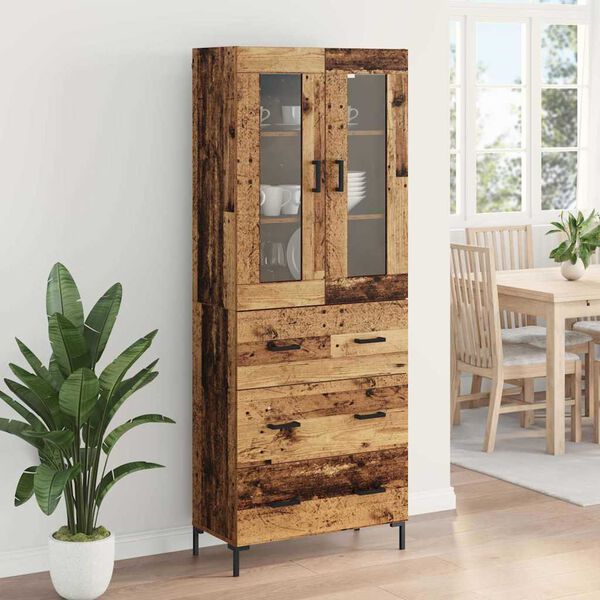 vidaXL Haut Armoire avec tiroir 2 pcs Bois ancien Bois d'ing&eacute;nierie