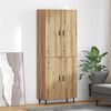 vidaXL Haut Armoire 2 pcs Ch&ecirc;ne artisanal Bois Agglom&eacute;r&eacute; et Verre