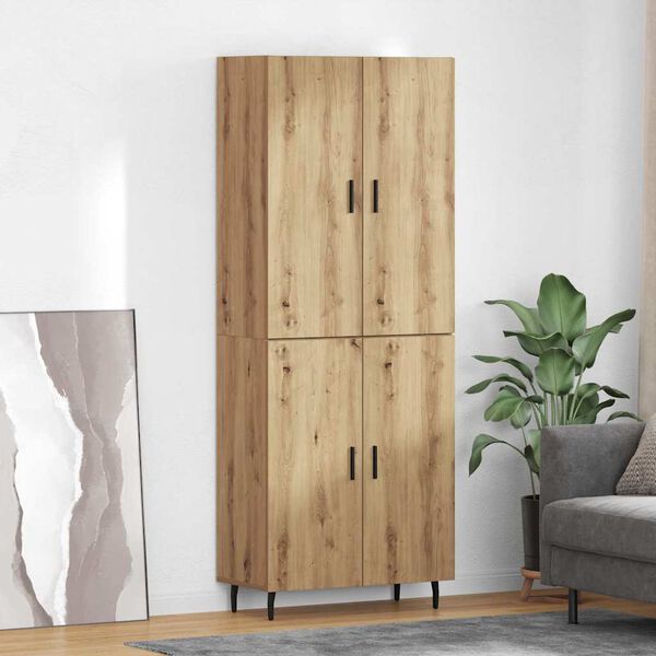 vidaXL Haut Armoire 2 pcs Ch&ecirc;ne artisanal Bois Agglom&eacute;r&eacute; et Verre