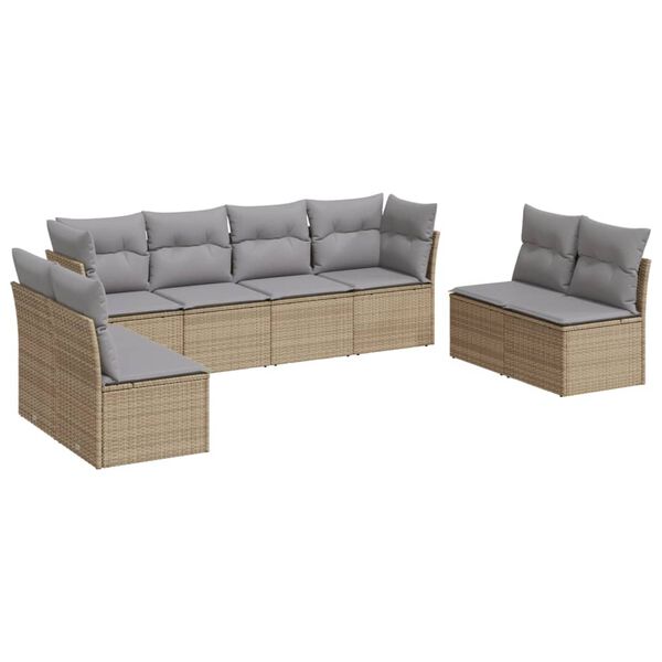 vidaXL Salon de jardin avec coussins 8 pcs beige r&eacute;sine tress&eacute;e