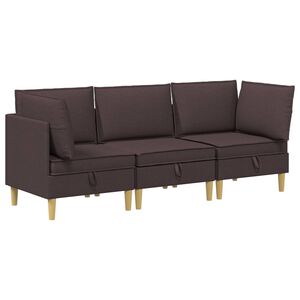vidaXL Canap&eacute; modulaire avec rangement 3 pcs Marron fonc&eacute; Tissu